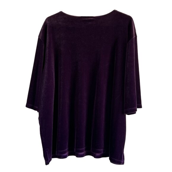 Dialogue Womens 2X Purple Velvet Top Made In USA Plus Size - Picture 4 of 5